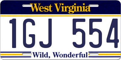 WV license plate 1GJ554