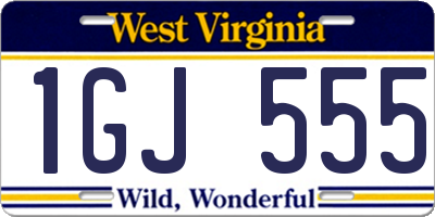 WV license plate 1GJ555