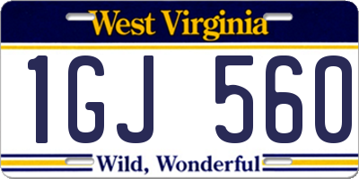 WV license plate 1GJ560