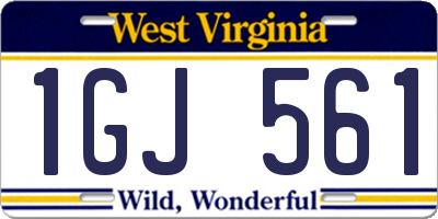 WV license plate 1GJ561