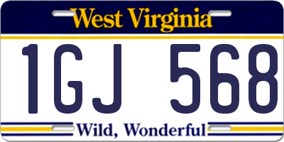 WV license plate 1GJ568