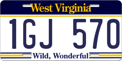 WV license plate 1GJ570