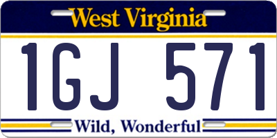 WV license plate 1GJ571