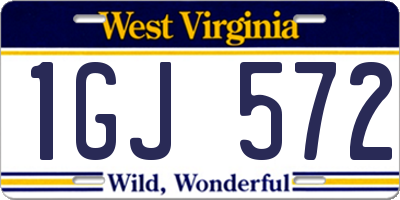 WV license plate 1GJ572