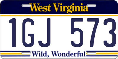 WV license plate 1GJ573