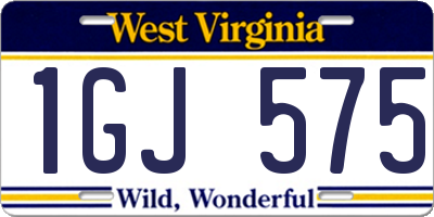WV license plate 1GJ575