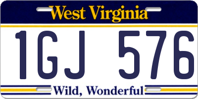 WV license plate 1GJ576