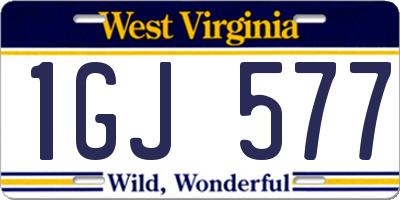 WV license plate 1GJ577