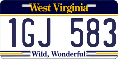 WV license plate 1GJ583