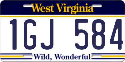 WV license plate 1GJ584