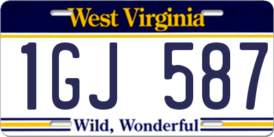 WV license plate 1GJ587