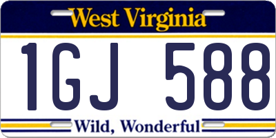 WV license plate 1GJ588