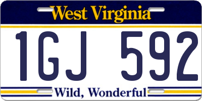 WV license plate 1GJ592