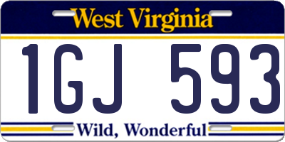 WV license plate 1GJ593