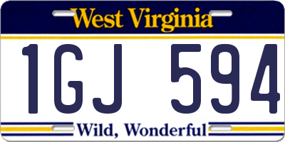 WV license plate 1GJ594