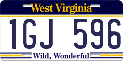 WV license plate 1GJ596