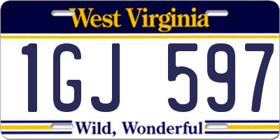WV license plate 1GJ597