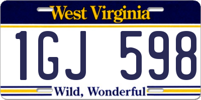 WV license plate 1GJ598