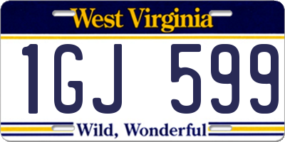WV license plate 1GJ599