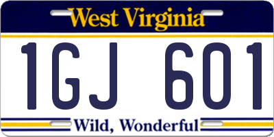WV license plate 1GJ601