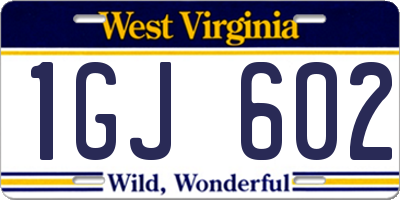 WV license plate 1GJ602