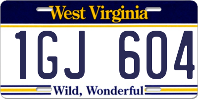 WV license plate 1GJ604
