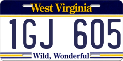 WV license plate 1GJ605