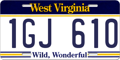 WV license plate 1GJ610