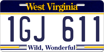 WV license plate 1GJ611