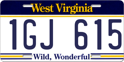 WV license plate 1GJ615