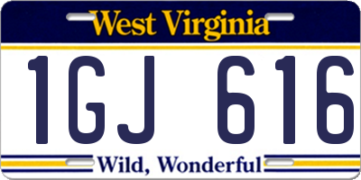 WV license plate 1GJ616