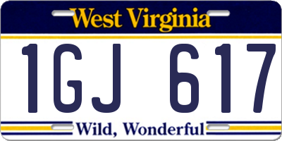 WV license plate 1GJ617