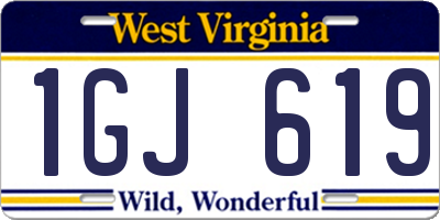 WV license plate 1GJ619