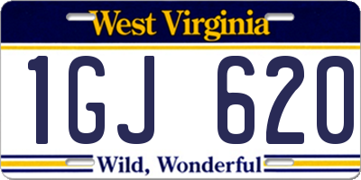 WV license plate 1GJ620