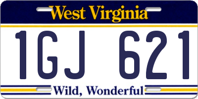 WV license plate 1GJ621