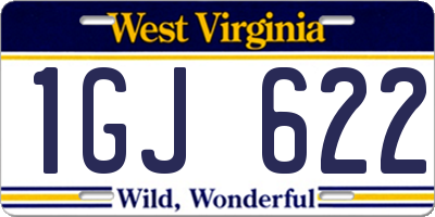 WV license plate 1GJ622