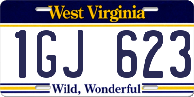 WV license plate 1GJ623