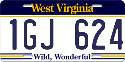 WV license plate 1GJ624