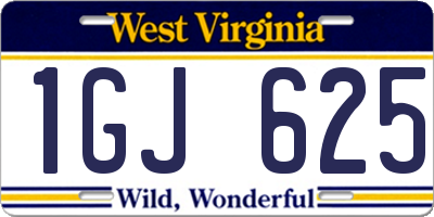 WV license plate 1GJ625