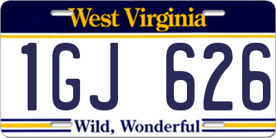 WV license plate 1GJ626