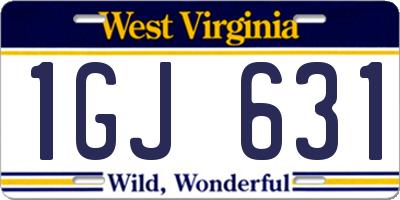 WV license plate 1GJ631