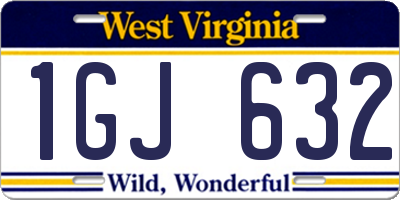 WV license plate 1GJ632