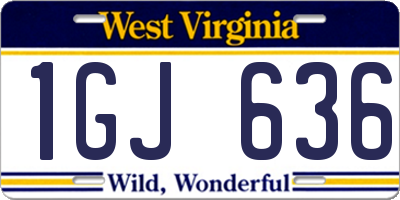 WV license plate 1GJ636