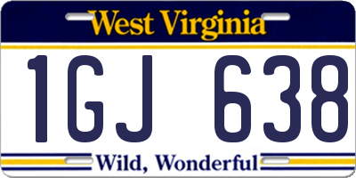 WV license plate 1GJ638