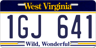 WV license plate 1GJ641