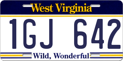 WV license plate 1GJ642