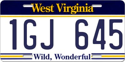 WV license plate 1GJ645