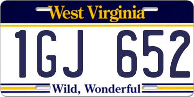 WV license plate 1GJ652