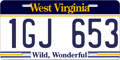 WV license plate 1GJ653