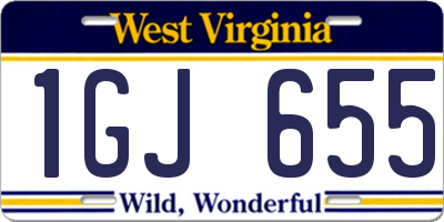 WV license plate 1GJ655